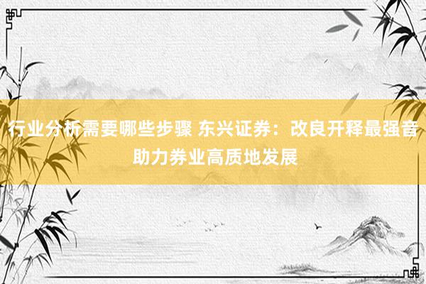 行业分析需要哪些步骤 东兴证券：改良开释最强音 助力券业高质地发展