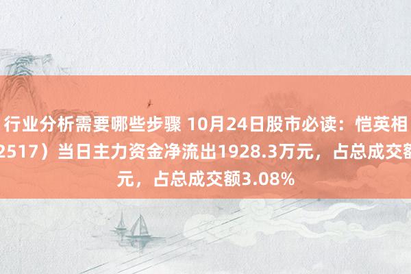 行业分析需要哪些步骤 10月24日股市必读：恺英相聚（002517）当日主力资金净流出1928.3万元，占总成交额3.08%