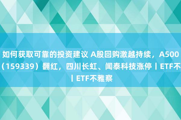 如何获取可靠的投资建议 A股回购激越持续，A500ETF（159339）翻红，四川长虹、闻泰科技涨停丨ETF不雅察