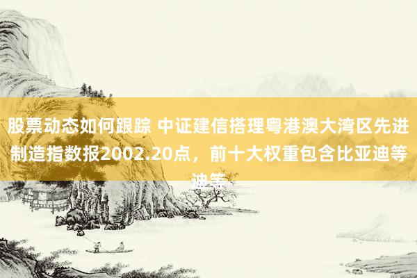 股票动态如何跟踪 中证建信搭理粤港澳大湾区先进制造指数报2002.20点，前十大权重包含比亚迪等