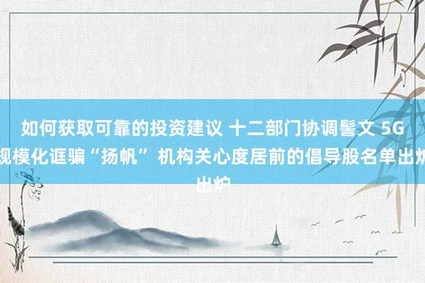 如何获取可靠的投资建议 十二部门协调髻文 5G规模化诓骗“扬帆” 机构关心度居前的倡导股名单出炉