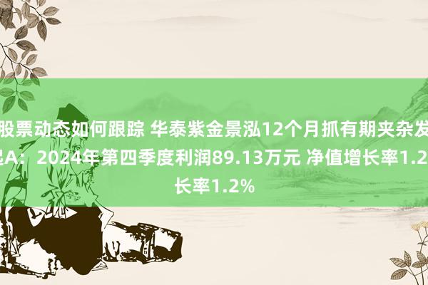 股票动态如何跟踪 华泰紫金景泓12个月抓有期夹杂发起A：2024年第四季度利润89.13万元 净值增长率1.2%