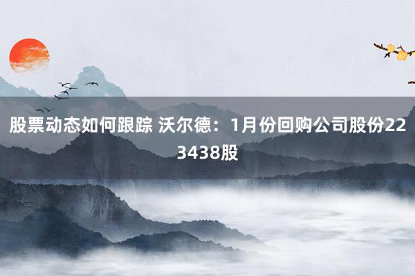 股票动态如何跟踪 沃尔德：1月份回购公司股份223438股