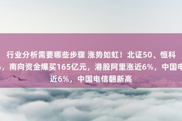 行业分析需要哪些步骤 涨势如虹！北证50、恒科指涨约3%，南向资金爆买165亿元，港股阿里涨近6%，中国电信翻新高