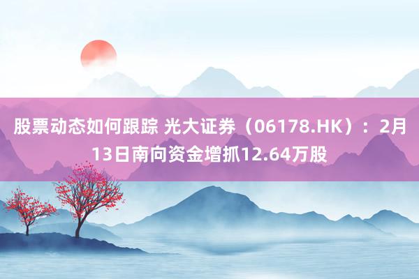 股票动态如何跟踪 光大证券（06178.HK）：2月13日南向资金增抓12.64万股