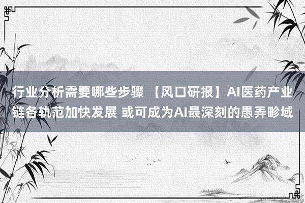 行业分析需要哪些步骤 【风口研报】AI医药产业链各轨范加快发展 或可成为AI最深刻的愚弄畛域