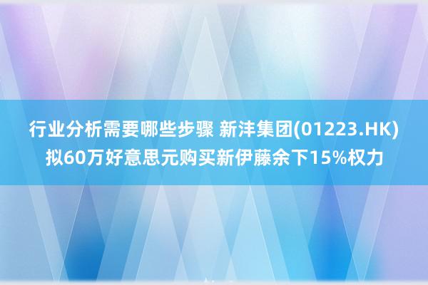 行业分析需要哪些步骤 新沣集团(01223.HK)拟60万好意思元购买新伊藤余下15%权力